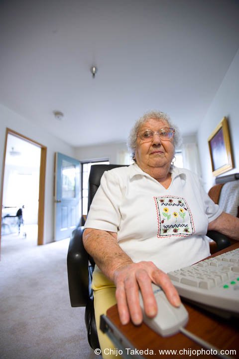 senior woman using computer
