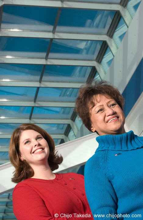 Melissa (Red top)Jeanette (Blue top)US Bank employees shot for Workforce Management Mag.